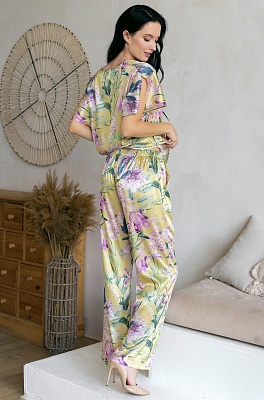 Шёлковая пижама-двойка топ и брюк-паллацо Иоланта 3956 Mia-Amore