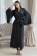 Чёрный шёлковый халат длинный с широкими рукавам  Виндсор 3889 Mia-Amore