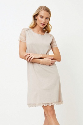 Сорочка ночная короткая с кружевом вискоза MARIANNA BEIGE Aruelle Сорочка ночная короткая с кружевом вискоза MARIANNA BEIGE Aruelle