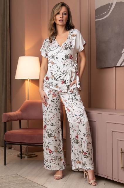 Пижама женская топ с широкими брюками шёлк/вискоза Мелоди 3936 Mia-Amore