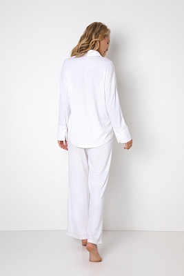 Белый костюм женский в пижамном стиле рубашка с брюками SIMONE Aruelle