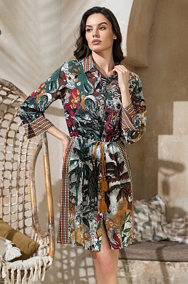 Рубашка короткая с длинным рукавом из вискозы 5347 Пальметта Mia-Amore Рубашка короткая с длинным рукавом из вискозы 5347 Пальметта Mia-Amore