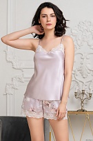 Шёлковая пижама женская топ с шортами SELINE Селин 3712 Mia-Amore