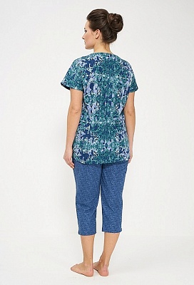 Костюм женский летний футболка с бриджами хлопковый 774 Cleo джинсовый