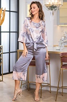 Комплект домашний женский из блузы и брюк-капри  ALBINA 7165 Mia-Amore