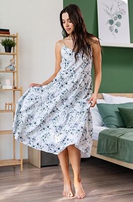 Длинная ночная сорочка из хлопкового муслина Селестина 5448 Mia-Amore Длинная ночная сорочка из хлопкового муслина Селестина 5448 Mia-Amore