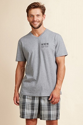 Пижама мужская из хлопка футболка с шортами MNS 401 KEY Пижама мужская из хлопка футболка с шортами MNS 401 KEY