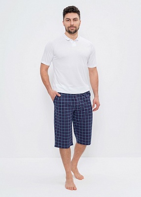 Бриджи мужские летние хлопковые 64 Cleo синий/клетка Бриджи мужские летние хлопковые 64 Cleo синий/клетка
