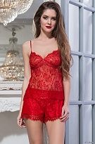 Комплект с шортами красный из ажурного кружева 2082 Фламенко Mia-Amore