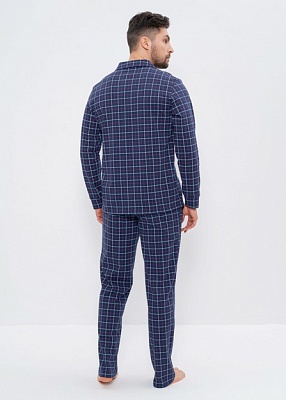 Пижама мужская хлопковая на пуговицах с брюками 980 синий CLEO