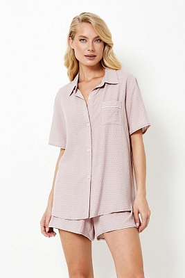 Пижама женская вискоза рубашка с шортами LUKA Aruelle