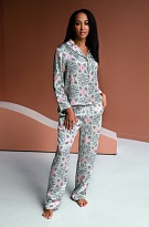 Шёлковая пижама женская жакет на пуговицах с брюками Esmeralda 15196 Миа-Миа