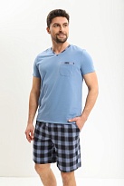 Хлопковая пижама мужская футболка с шортами джинсовый 976 CLEO