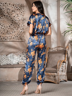  Стильная шёлковая пижама женская блуза с брюками Кьяра QIARA 3825 Mia-Amore