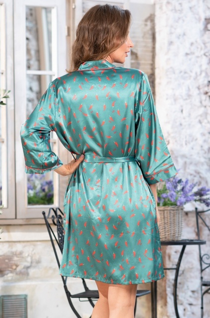 Халат женский атласный короткий JULIA PEPPERS 7073 изумруд Mia-Amore Халат женский атласный короткий JULIA PEPPERS 7073 изумруд Mia-Amore